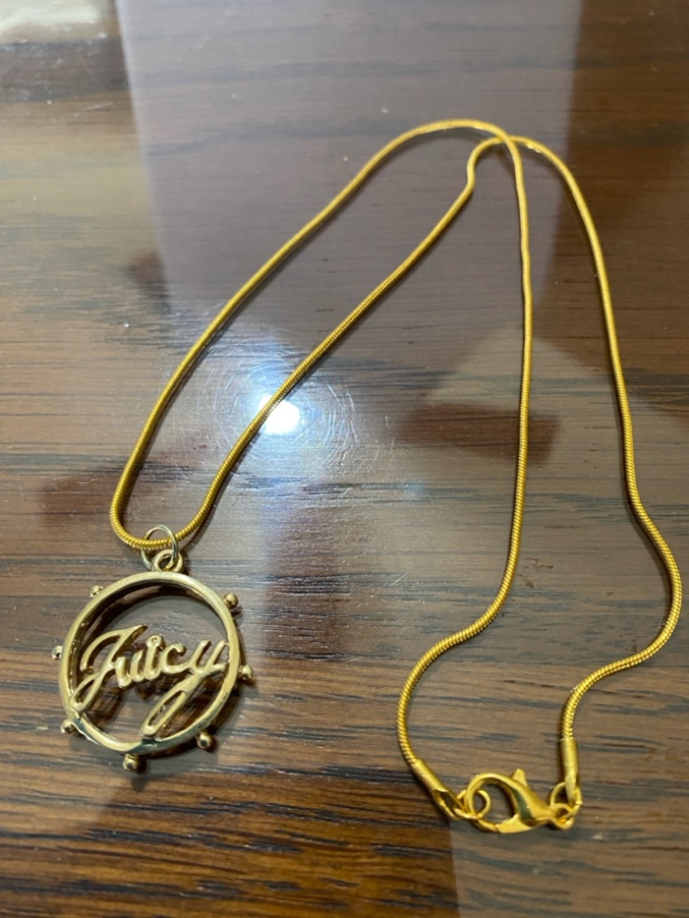 10/$10 Juicy Couture Gold Script Circle Pendant Necklace
